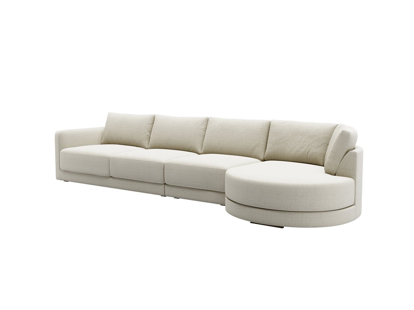 Basel 4 Seat Round Right Chaise Sofa, Dover Oat Fabric