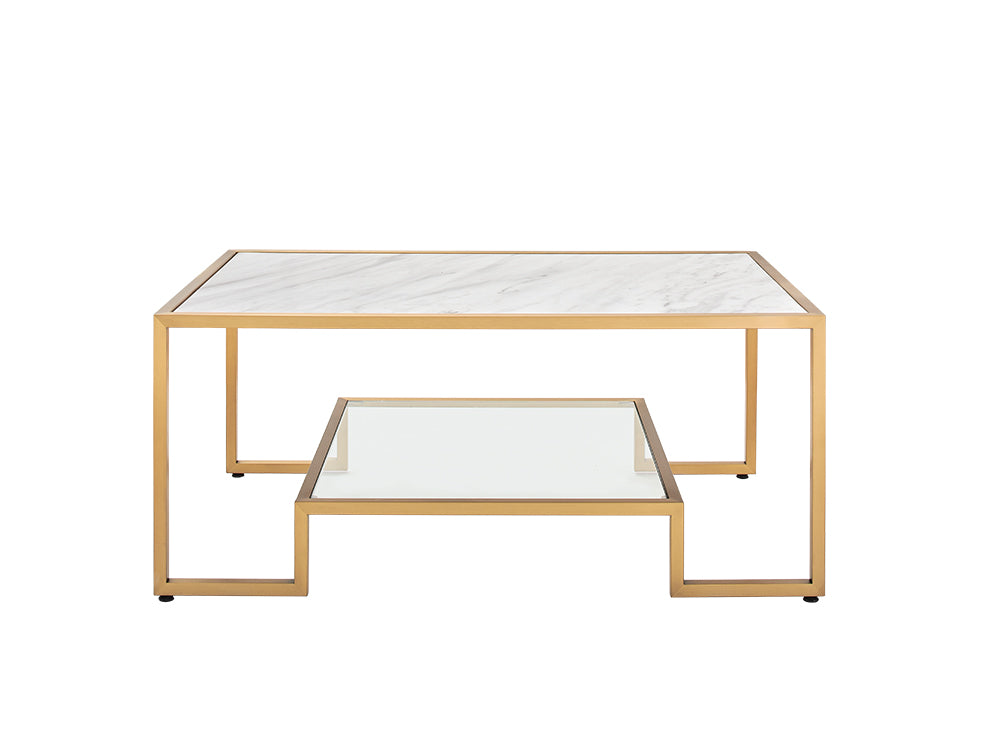Podium Marble Coffee Table, Gold