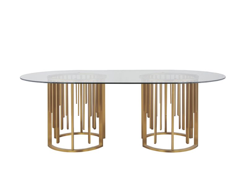 Waterfall Oval Tempered clear Glass Dining table