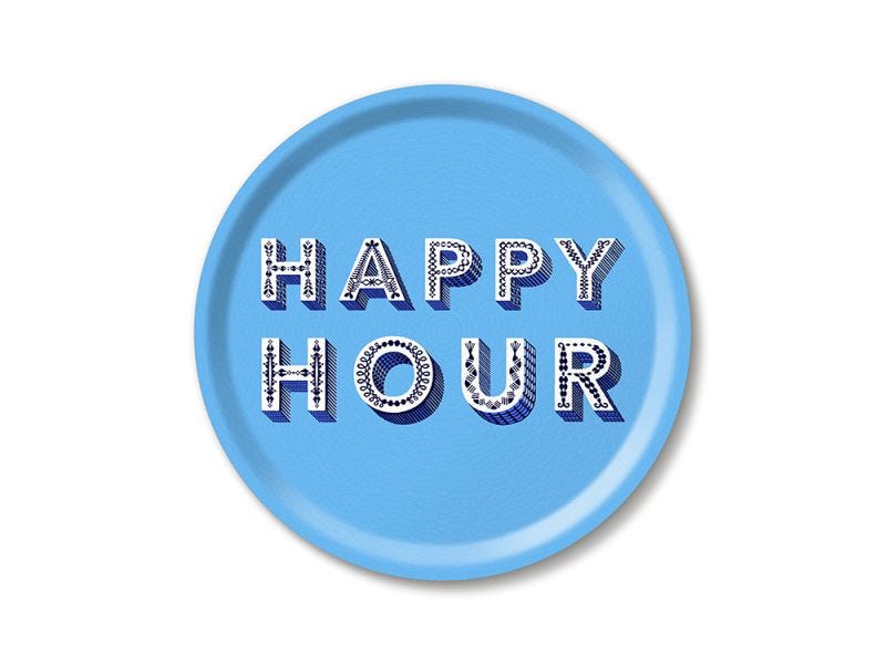 Happy Hour Birch Wood Tray, 31cm