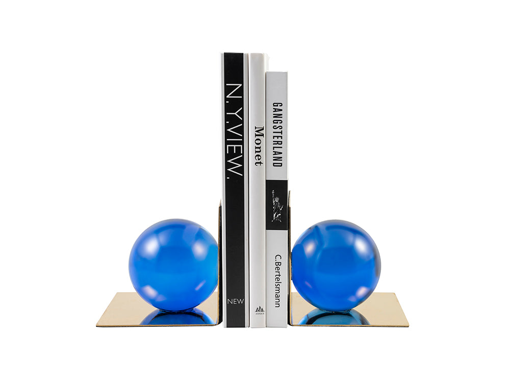 Dolce Crystal Bookends, Blue