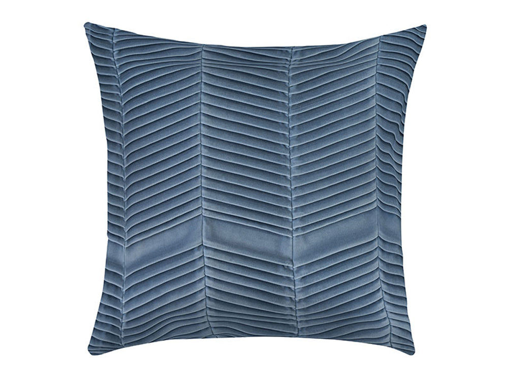 Zigma Pleated Velvet Cushion Cover , Light Blue