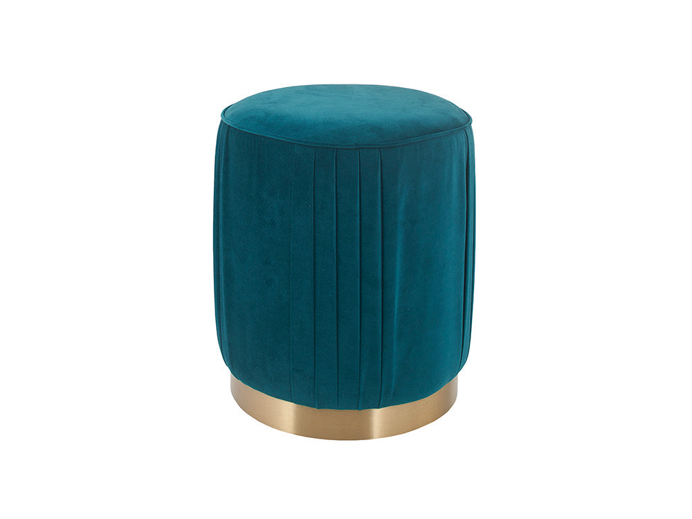 Poppy Pleated Stool, Emerald Green