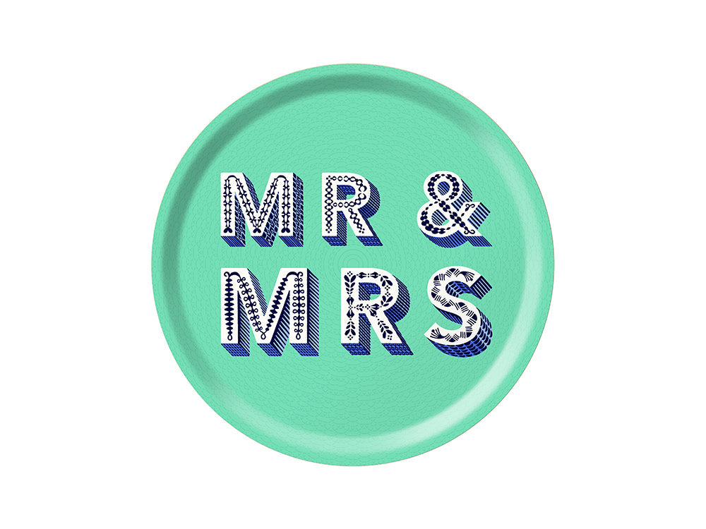 Mr & Mrs Birch Wood Tray, 31cm