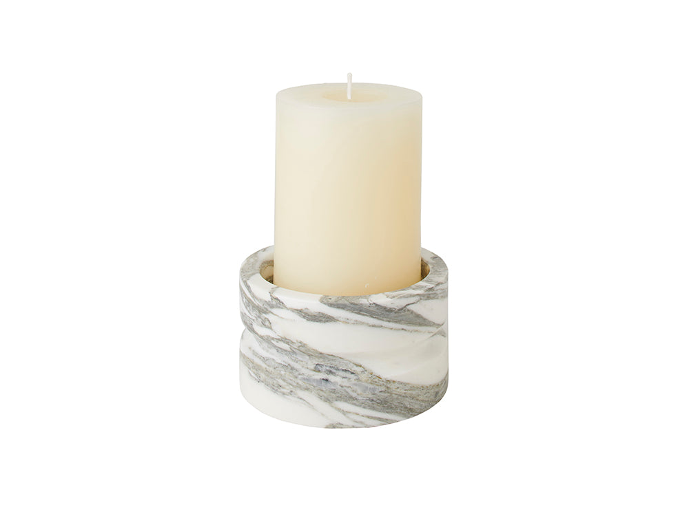 Le Blanc Candle Holder, White Marble Low