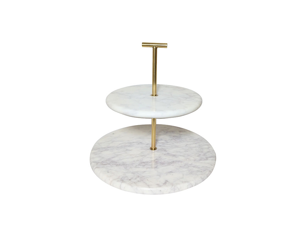 staccato Cake Stand, White Marble