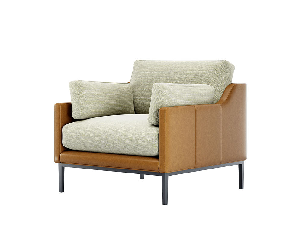 Carmen Arm Chair, Parrot Maple leather & cushion Grey