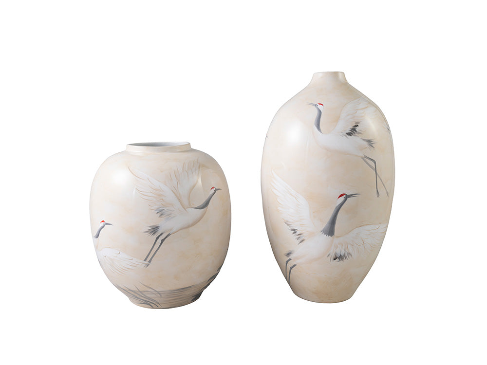 Cranes Hand Painted CeramicVase,L