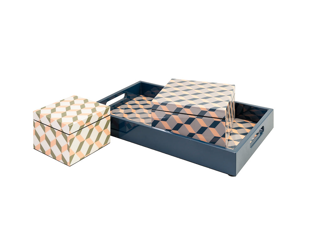 Kubes Lacquered Box, Olive S