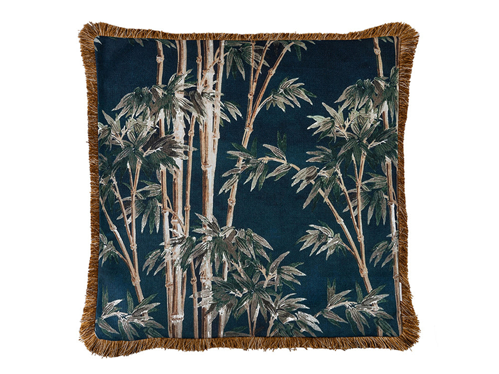 Bamboo Print Cushion Cover Fringes,50x50cm
