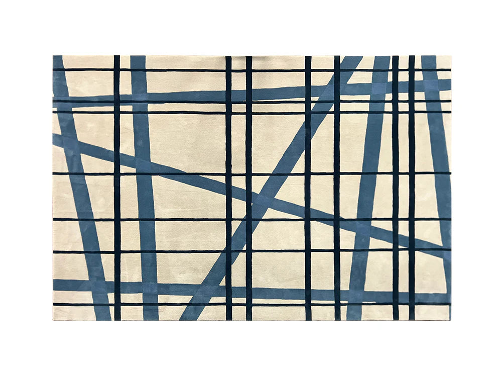 Mondrian Check Rug, Blue (L)