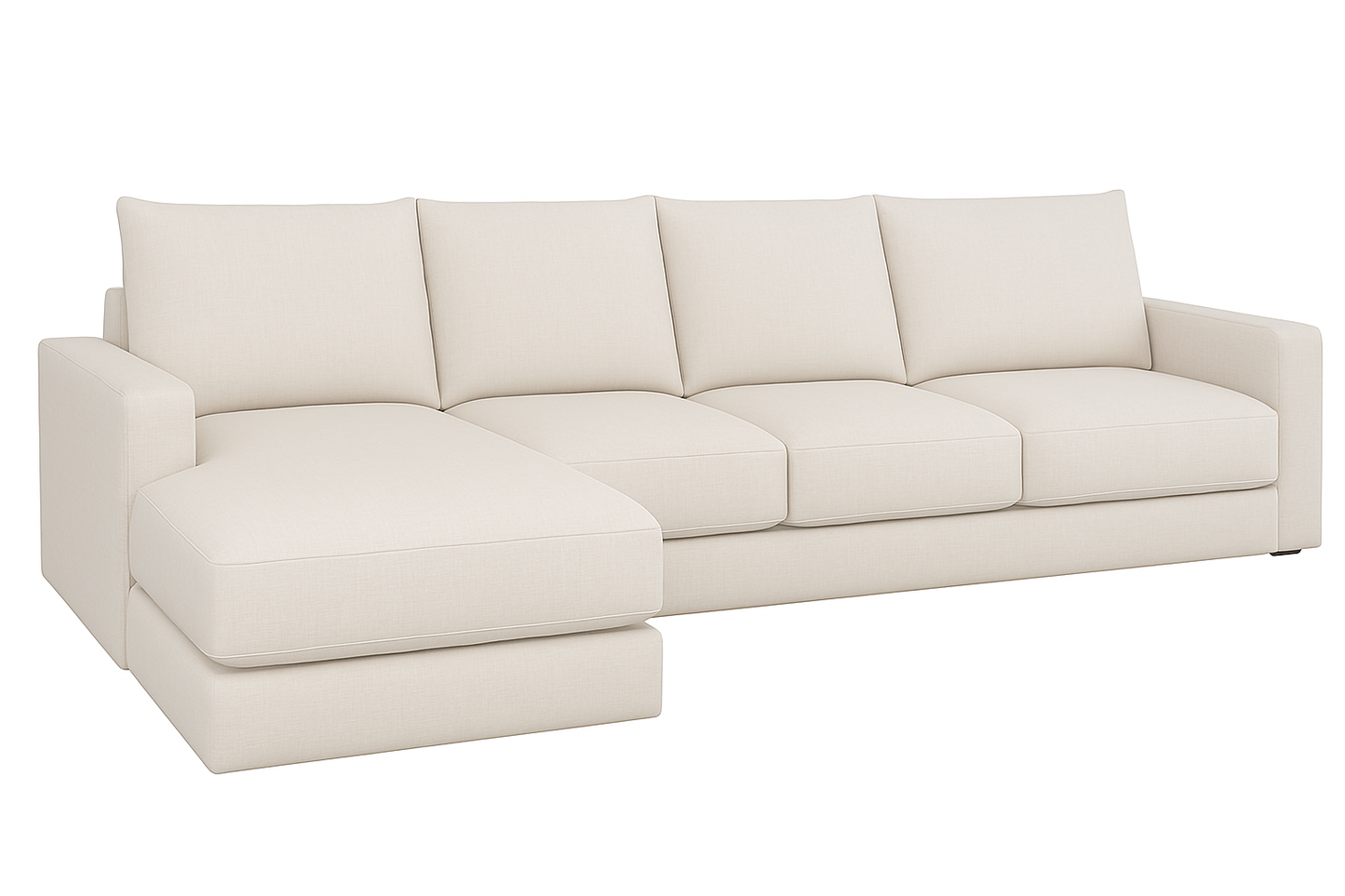 Basel 4 Seat L Shape Left Sofa, Dover Oat (Storage Chaise)