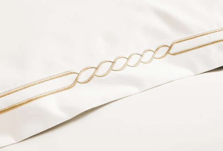 Nautical King Duvet Set Cream & Gold Embroidery