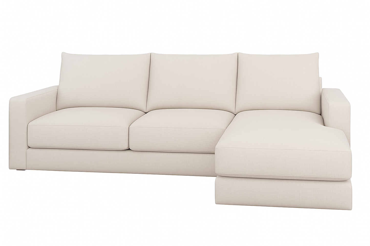 Basel 3 Seat L Shape Right Sofa, Dover Oat (Storage Chaise)