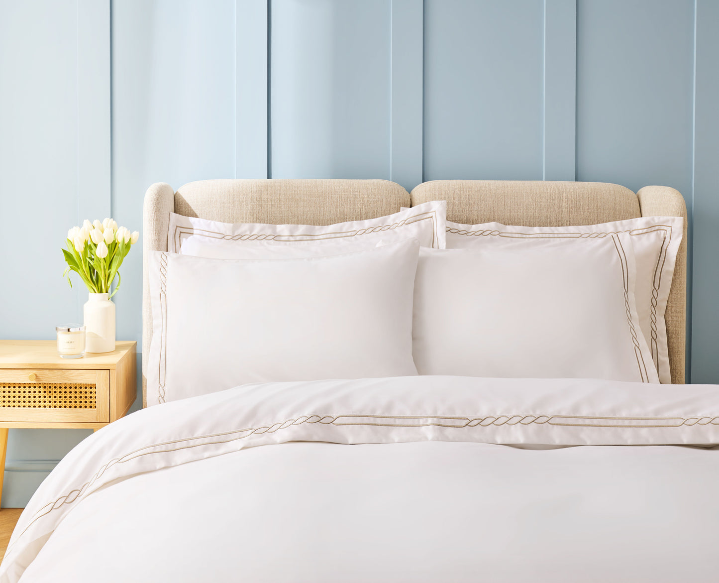 Nautical standard Pillowcase Pair White/Silver