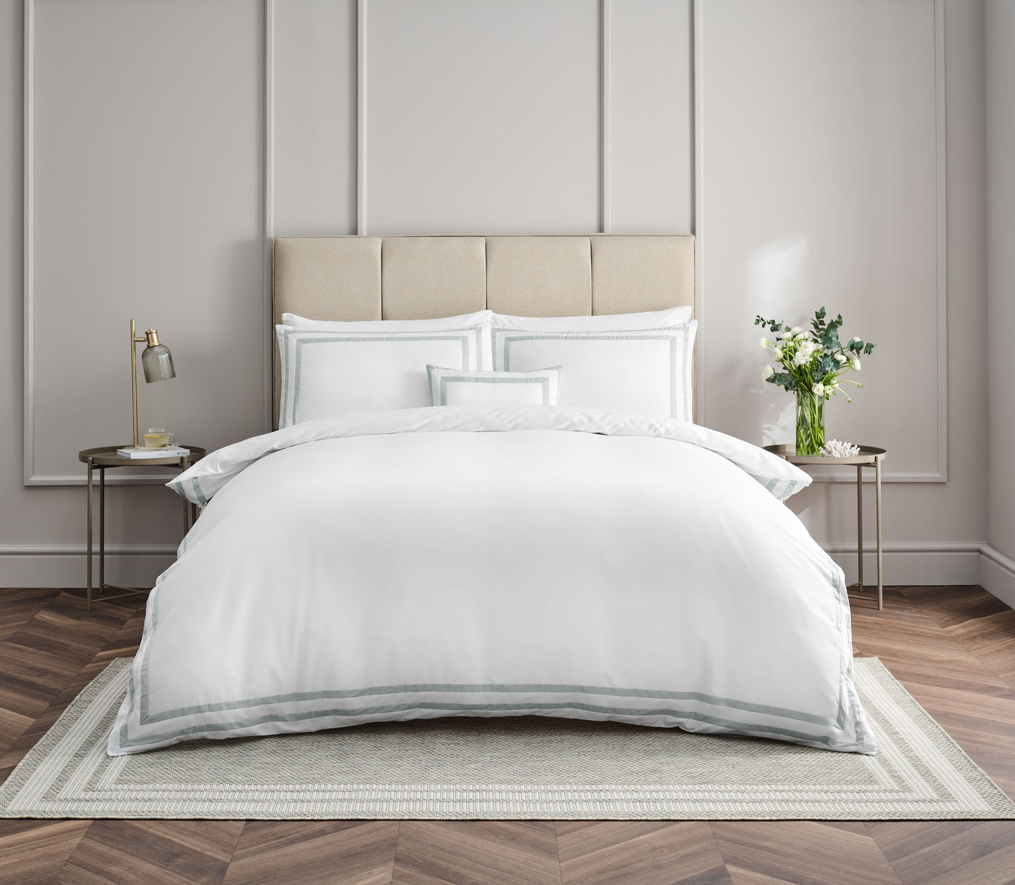 Malvern Gulf Super King Duvet Cover Sheet Set Sea Mist