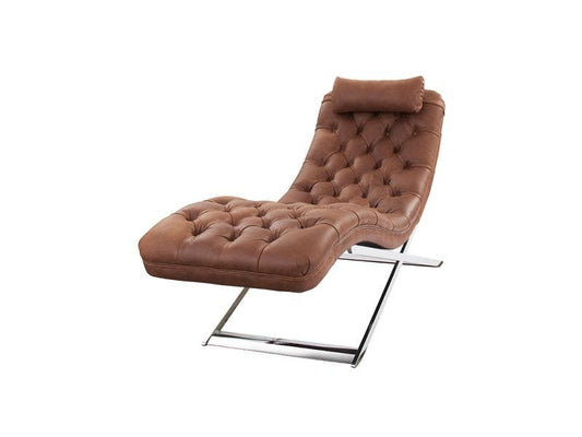 Deco Dark Brown Leather Chaise
