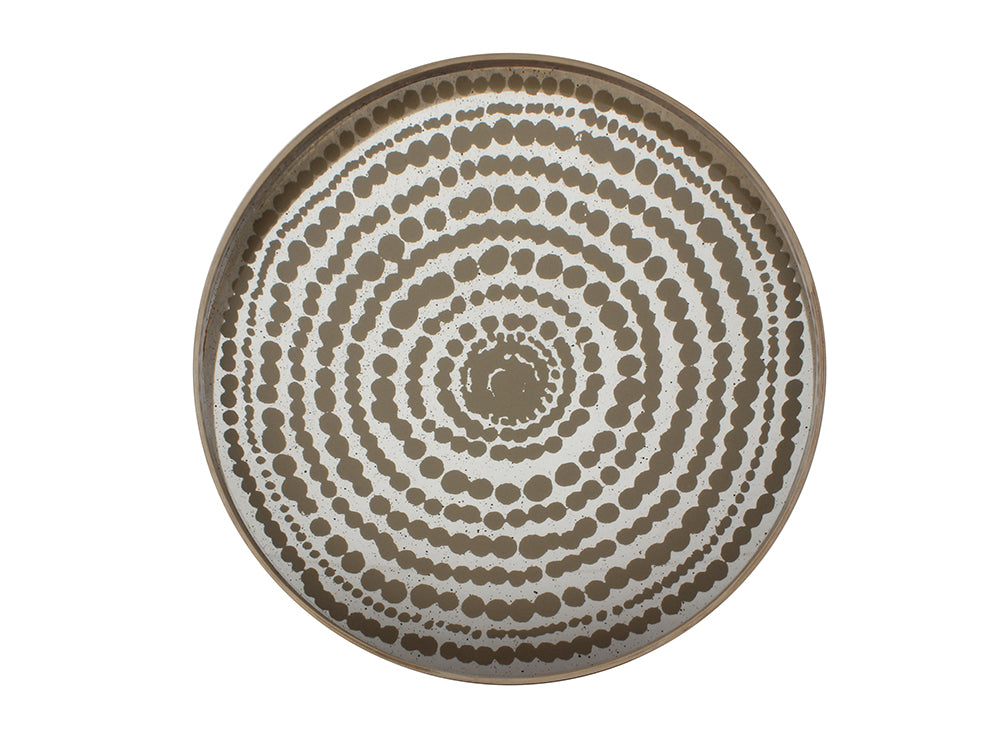 Gold Beads Glass Round Tray, 61cm