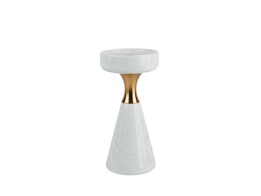 Brunus Candle Holder, White Small