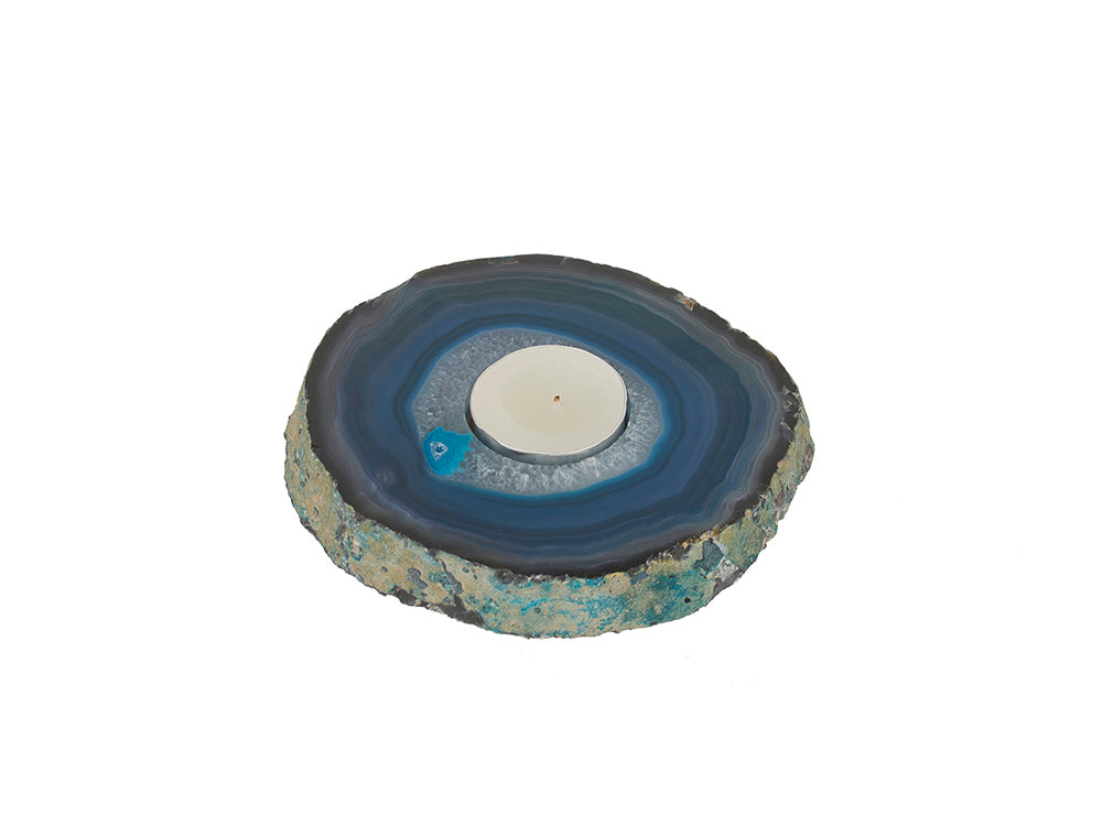 Agate Tealight Holder, Teal