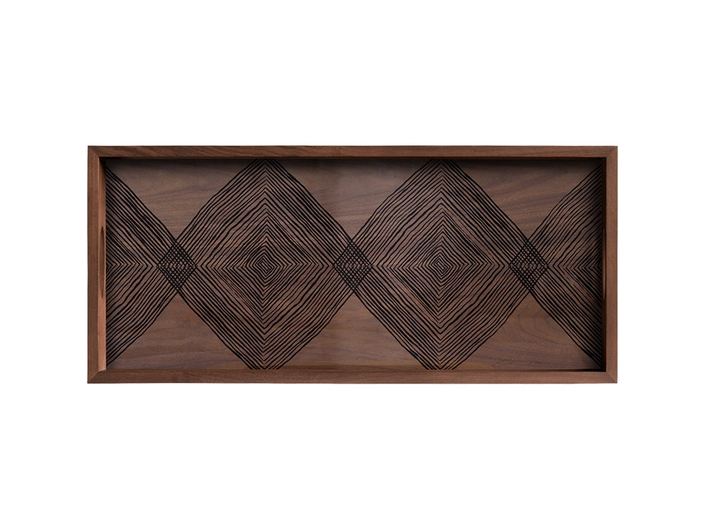 Walnut Linear Glass Tray, 69x31cm