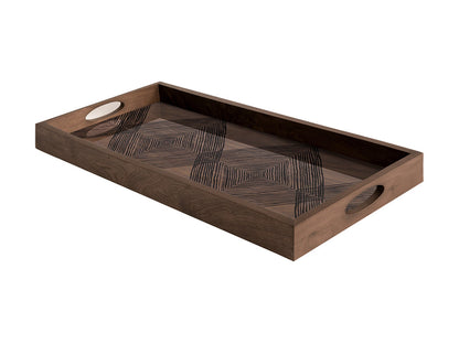 Walnut Linear Glass Tray, 69x31cm