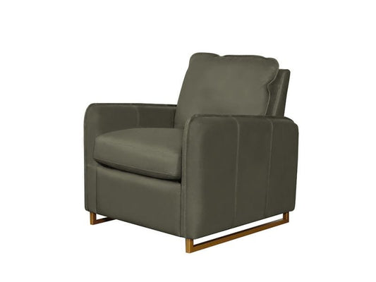 Beltran Recliner, Parrot Grey Leather, Gold Base