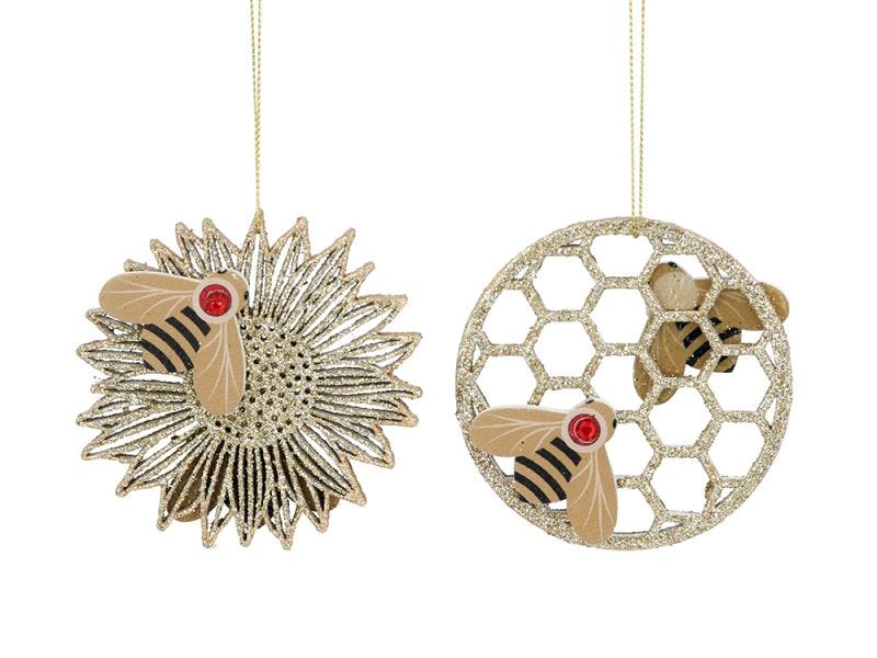 Bee on Honeycomb & Flower Decor