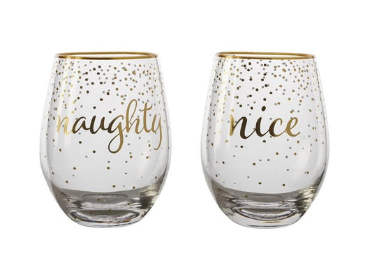 Naughty Nice Stemless Glass Set of 2