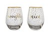 Naughty Nice Stemless Glass Set of 2