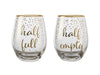 Full Empty Stemless Glass Set of 2