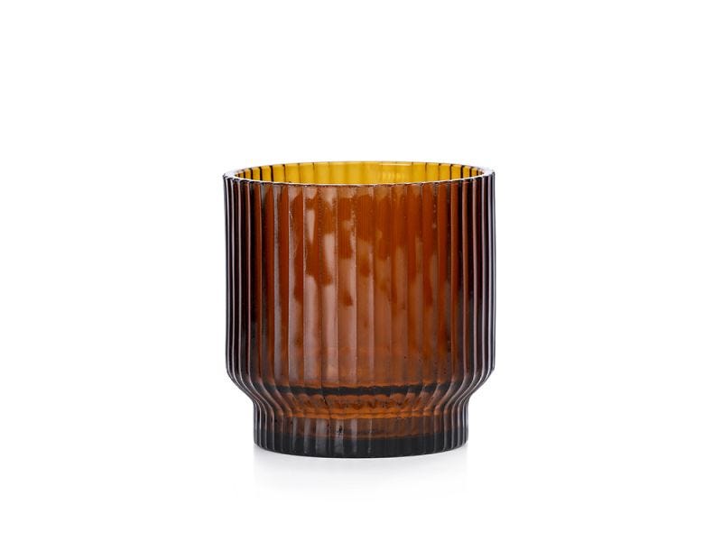 Volta Glass Bucket Vase, Amber