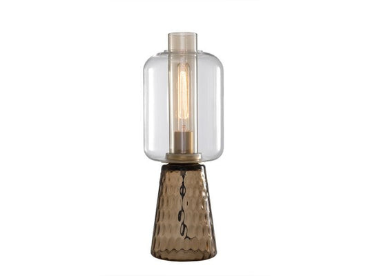 Cyan Glass Table Lamp Amber