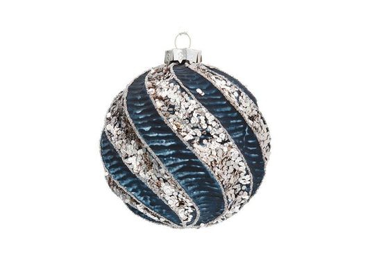 Textured Spiral Bauble, 10cm Navy