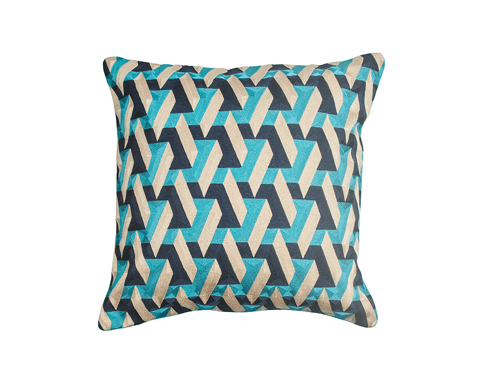 Interlocking Blocks Cushion Cover, Blue 50x50cm