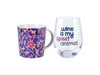 Wild At Heart Leopard Mug & Glass Set, Lilac