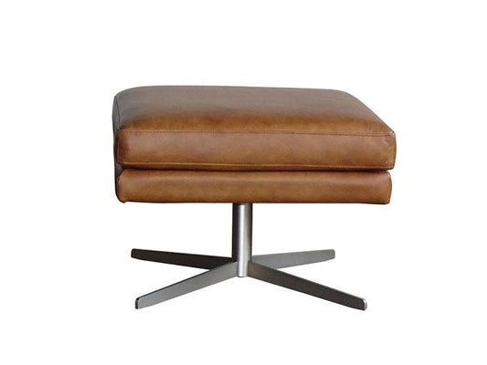 Dominic and Jacob Swivel Ottoman, Parrot Maple Leather