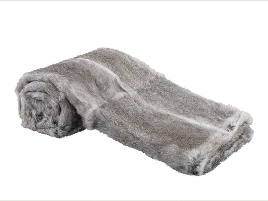 Plush Fur Bed Runner, Grey 220x60cm