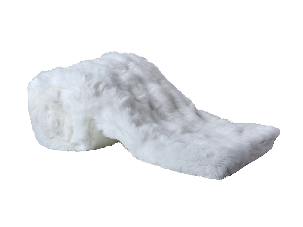 Plush Fur Bed Runner, White 220x60cm