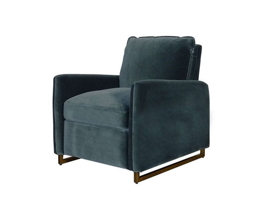 Beltran Recliner, Arctic Blue Velvet, Base Gold