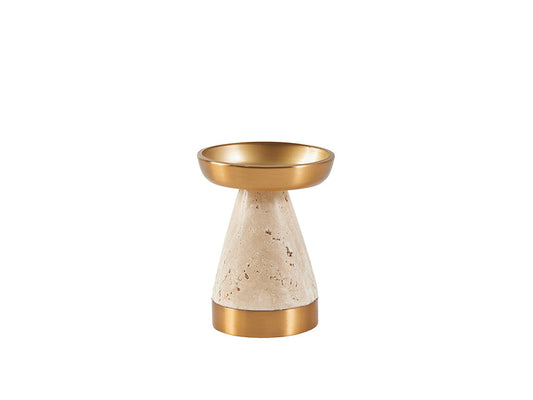 Travertine Pillar Candle Holder, Low