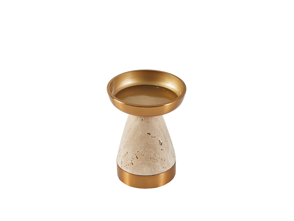 Travertine Pillar Candle Holder, Low