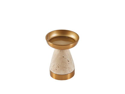Travertine Pillar Candle Holder, Low