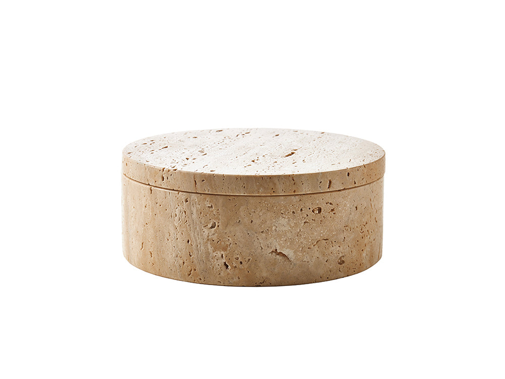 Travertine Round Storage Box, Large