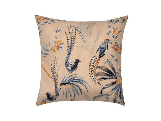 Amherstâ€™s Pheasant Velvet Cushion Cover, Cream 50x50cm