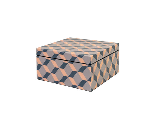 Kubes Lacquered Box, Teal L