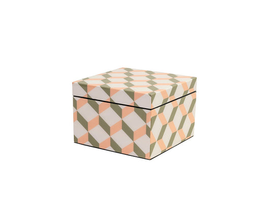 Kubes Lacquered Box, Olive S