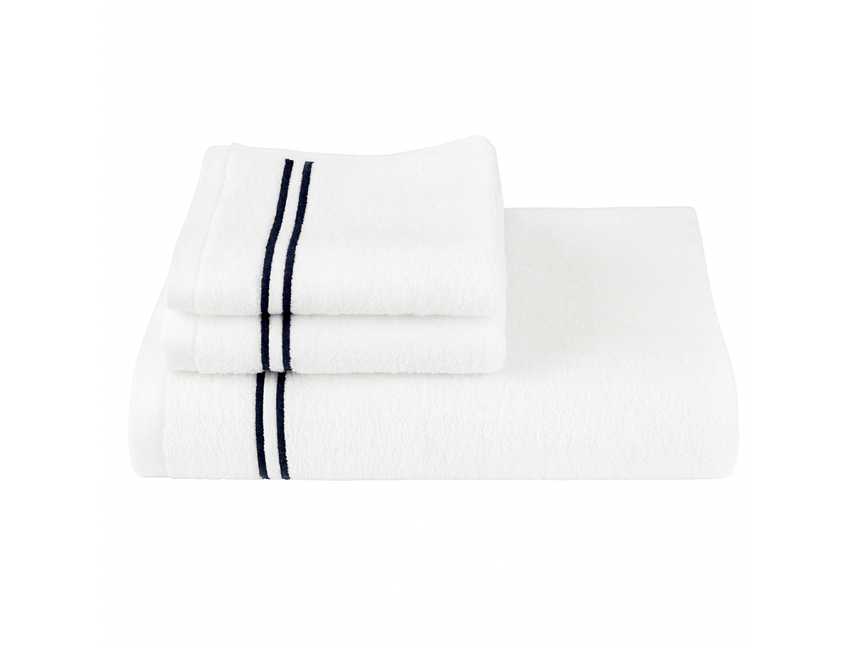 Cotton Bath Towel, Cobalt Embroidery