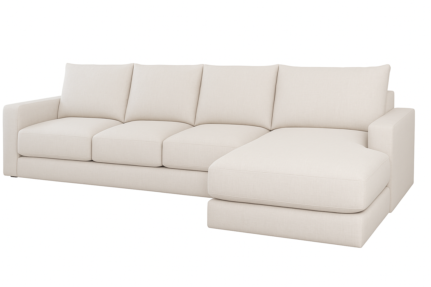 Basel 4 Seat L Shape Right Sofa, Dover Oat (Storage Chaise)