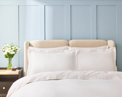 Nautical Oxford standard Pillowcase Pair White / White embroidery